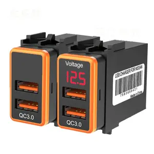 Car Double Charger Socket USB QC3.0 TYPE-C Vehicle Voltmeter Connector 12v Dual Automobile Charger