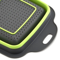 Inklapbare Colanders Vierkante Siliconen Ruimtebesparend Keuken Zeef Perfect Voor Aftappen Pasta Groenten Vlees En Vruchten