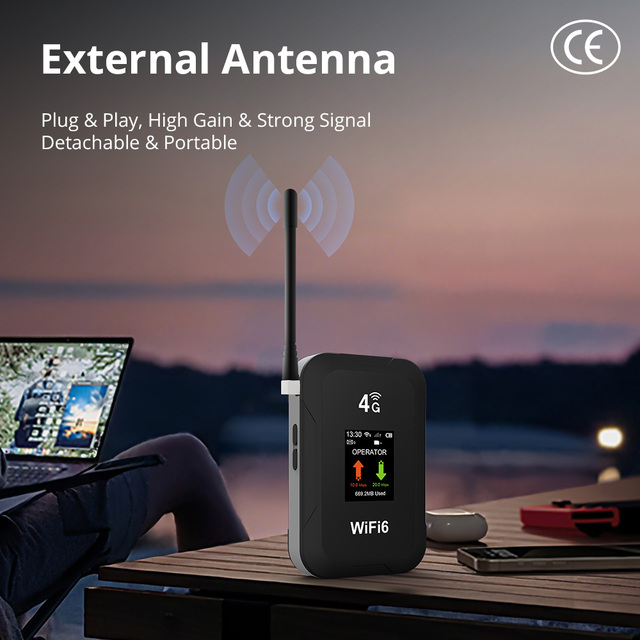 JIMI New 5000mAh Battery Long Battery Life 4G LTE WiFi 802.11ax Portable Router with Firewall WEP 300Mbps VPN Support VSIM/ESIM