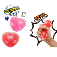 Lot de 2 balles anti-stress en forme de cœur de la Saint-Valentin, perles TPR, jouets sensoriels anti-stress, jouets à presser non collants en forme de cœur, Saint-Valentin
