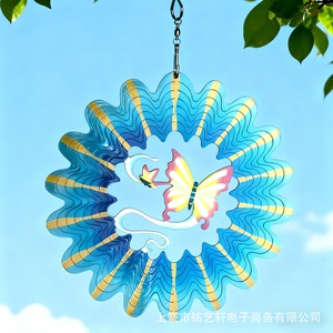 Carillon éolien rotatif transfrontalier Mandala 3D en métal pour extérieur, ornement de jardin suspendu, artisanat en fer - Product Image 2