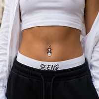 Bague de nombril en acier inoxydable CRYSPURE 14g pour femme, avec pendentif émaillé mignon en forme de dessin animé et zircon cubique, bijoux de fête d'été, vente en gros OEM