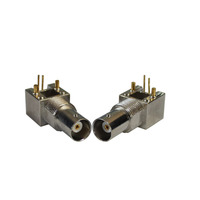 Connecteur RF CHAOYI en zinc composite BNC-KWE, connecteur coaxial à montage sur circuit imprimé, connecteur BNC femelle à angle droit
