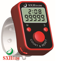 Contador digital LCD portátil de uso industrial, tipo anillo para dedo, alimentado por batería, con 1 año de almacenamiento de datos, de plástico, con función de reinicio, 50g