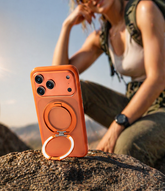 Wholesale 360 Rotating Stand Magnetic Phone Case for 17 Pro Max 170 Degree Adjustable Angle 3M Drop Protection Wireless