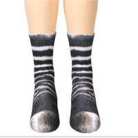 Vente en gros de chaussettes à sublimation avec motifs d'animaux (chat, chien, tigre, ours, cheval, zèbre, cochon, guépard, gorille, aigle), chaussettes longues à imprimé 3D avec pattes d'animaux