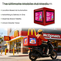 Boîte de livraison pour moto avec écran publicitaire LED, en fibre de verre isolée, couleurs et logo personnalisables, boîte à emporter LED