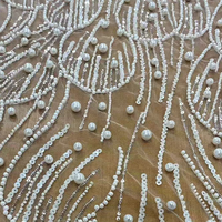 Tissu de dentelle africaine blanche perlée de luxe pour mariée 2026