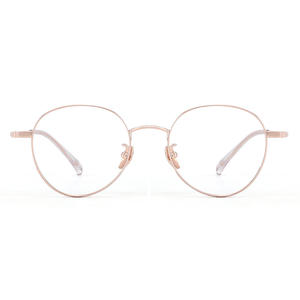 Montures de lunettes rondes en alliage de titane Danyang 33022, monture étroite, pour femmes, bordure dorée, verres en PC, lunettes optiques - Product Image 1