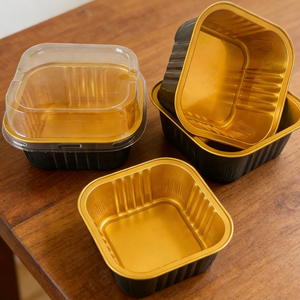 Contenant de cuisson carré doré 150 ml, moule à gâteau de lave, gobelet à café rouge, contenant <span class=keywords><strong>noir</strong></span> - Product Image 2