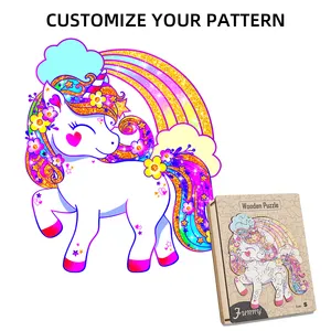 Động vật bằng gỗ Câu Đố động vật tùy chỉnh gỗ câu đố hình dạng laser cắt DIY <span class=keywords><strong>3D</strong></span> trang trí nội thất Đồ chơi hộp màu trắng CE unisex giáo dục đồ chơi - Product Image 3