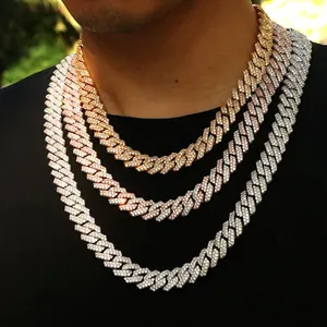 Bán Buôn Giá Rẻ Hip Hop Chain Mens Phụ Nữ 18K Mạ Vàng Kim Cương Micro Cz Miami Cuba Liên Kết Prong Chain Iced Ra Vòng Cổ Trang Sức