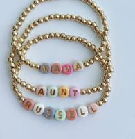 Bracelet personnalisé avec perles, fait main, extensible, en acier inoxydable, cadeau de bijoux pour femme, meilleure amie, anniversaire