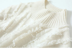 Maglione <span class=keywords><strong>con</strong></span> nappine <span class=keywords><strong>con</strong></span> scollo a V da donna all'ingrosso Pullover in morbido cotone <span class=keywords><strong>con</strong></span> <span class=keywords><strong>frange</strong></span> in <span class=keywords><strong>maglia</strong></span> tinta unita alla moda stile pigro - Product Image 4