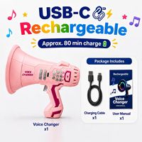 MILI Jouet Mégaphone Portable pour Enfants avec Changeur de Voix, Karaoké Musical, Enregistrement, Lumière LED, 5 Effets Vocaux, Rechargeable