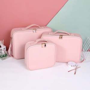 Ensemble de 3 trousses de maquillage personnalisées avec logo, en PU de haute qualité, fermeture éclair étanche, trousse à cosmétiques - Product Image 2