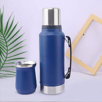 Kit de Yerba Maté en Gros : Gourde de 1000 ml et 1300 ml avec Couvercle, Bouteille Thermos et Paille Bombilla (8 oz)