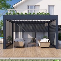 Pergola bioclimatique motorisée en aluminium sur mesure, pergola moderne autoportante pour jardin extérieur avec gouttière dissimulée