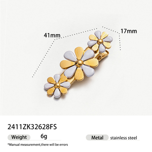 กิ๊บติดผมกันน้ำ18K PVD ชุบสแตนเลสสำหรับผู้หญิงเครื่องประดับผมจะงอยปากเป็ดเคลือบเปลือกหอย - Product Image 5