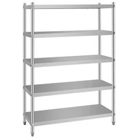 Étagères de rangement robustes en acier inoxydable 201/304 pour la présentation de marchandises, idéales pour les cuisines commerciales et les espaces de vente au détail