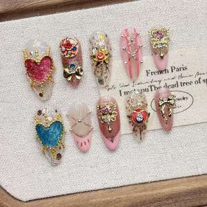 เซเลอร์มูนเล็บแบบกดเอบีเอสปลายสูงสำหรับตกแต่งเล็บทำมือลายหัวใจสีสันสดใสสินค้าแฮนด์เมด - Product Image 4