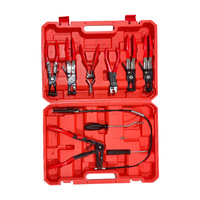 Juego de 9 alicates para abrazaderas de manguera, kit de herramientas de extracción de acero al carbono tipo garganta flexible para abrazaderas de tuberías de agua y aceite automotrices