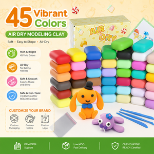 Kit de Pâte à Modeler à Séchage à l'Air 45 Couleurs OEM ODM, Non Toxique, Souple, Logo Personnalisé, Vente en Gros, Kit d'Artisanat DIY pour Enfants CE EN71 - Product Image 1