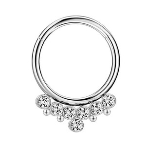 Anneau de nez en acier inoxydable avec zircon, 16G, boucle à bille, bijoux pour piercing, couleur or ou argent - Product Image 3