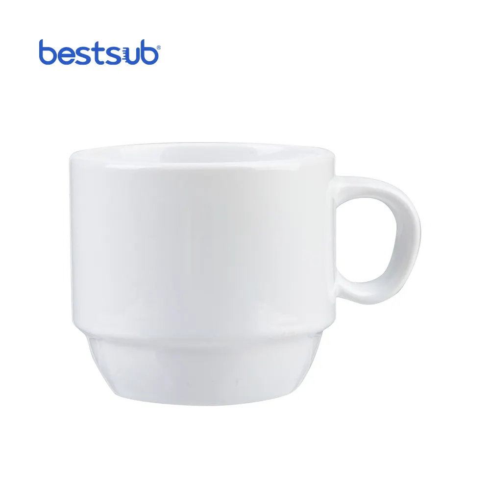 BestSub In Bianco All'ingrosso di Trasferimento di Calore 6oz Impilabile Personalizzato Tazza di Caffè Tazze di Sublimazione Per La Vendita
