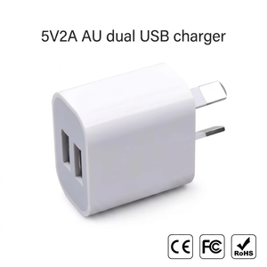 Cargador Rápido para Teléfono con Doble USB y Enchufe AU de 5V2A, Directo de Fábrica, 10W, Cubo Compacto, Carga Simultánea de Dos Dispositivos, Logotipo Personalizado - Product Image 1
