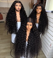 Pelucas de Cabello Humano SDD Sin Pegamento, Rizado Birmano, Cabello Remy Natural, Ondulado, con Encaje Frontal Transparente 13x4, Pelucas Largas