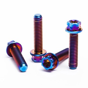 Boulon à bride hexagonale en titane GR5, filetage grossier, anodisé, métrique, avec écrou assorti pour modification de moto - Product Image 4