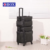OBOX Outil de salon de coiffure professionnel Oxford Case Trolley Trousse de maquillage Valise de grande capacité Fermeture éclair Cordon de serrage Étanche