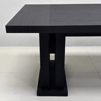 Table à manger longue en bois massif noir de style moderne Table de négociation de bureau à usage quotidien pour la famille