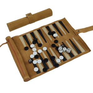 Customized 34x26mm Two-Layer Suede Leather Roll-Up Backgammon <strong>Set</strong> High-Grade for Leisure and Entertainment for <strong>Chess</strong> Games - Product Image 1