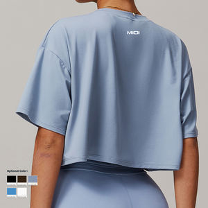 Gran oferta, Chaleco corto de manga corta para <span class=keywords><strong>mujer</strong></span>, camisetas activas para deportes al aire libre y Fitness, camiseta para correr - Product Image 1