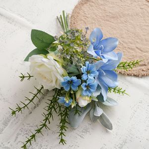 CallaFloral Fleurs Artificielles Bouquet de Roses Mixtes en Tissu et Maille Plastique Décoration Maison Mariage Incassable - Product Image 3