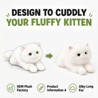 Figurine réaliste de chaton blanc en peluche, jouet en peluche, fabrication directe OEM ODM, coton PP, polyester, animal en peluche rembourré, vente en gros, MOQ, peluche amusante