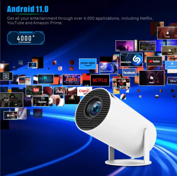 Proyektor Lcd portabel HY300 Pro, proyeksi sistem Android penuh 1280 720P 4K Home Theater WIFI hy300
