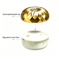 Pot de crème pour le visage ovale de luxe avec design à facettes de diamants, 50g 30g, bouteille en verre cosmétique avec logo personnalisé, bouchon à vis, emballage pour soins de la peau