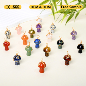Wholesale Hand Made Crystal Mushroom Pendant Necklace Fashion Jewelry <b>Wire</b> Wrap Mushroom Pendant - Product Image 2