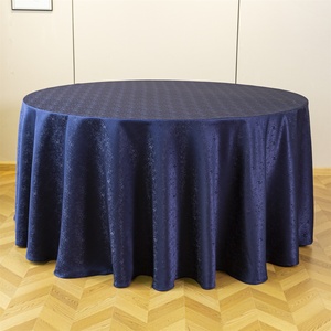 Nappe Ronde Jacquard Noire de Qualité Hôtelière 120 Pouces en Polyester Imperméable Écologique Lavable pour Mariages et Banquets - Product Image 1