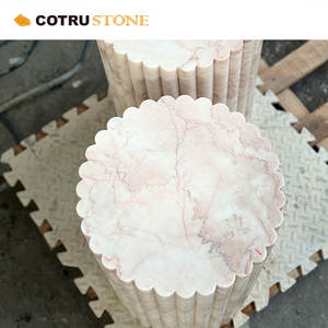 Table ronde en marbre rose crème poli, design tendance 2023, pour restaurant, restauration rapide, café, bistrot - Product Image 4