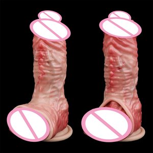 Manchon pénien en silicone à texture 3D réaliste, tête ouverte, creux, pour hommes, avec anneaux péniens pour l'agrandissement du pénis et le retardement de l'éjaculation. - Product Image 1