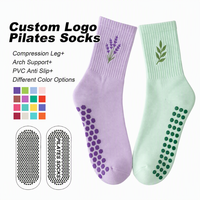 Chaussettes de Pilates antidérapantes pour femmes, chaussettes de yoga personnalisées avec grip, échantillon gratuit disponible, vente en gros, logo personnalisé