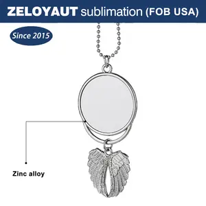 Sublimation Wholesale Customized Car Angel Wings Charm Blank Double Sides Printing Fashion Item Of Jewelry Gifts Cute Subtlety