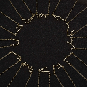 3 juegos de símbolos de moda cielo estrellado letras inglesas antiguas doce constelaciones collares conjunto signo de estrella del zodiaco al por mayor - Product Image 4