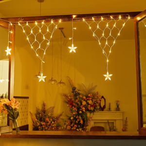 Luces de Navidad LED Solares/USB/Eléctricas, Producto Nuevo, Impermeables para Exteriores, Cortina de Hielo con Forma de Red de Pesca, Cadena de Luces con Forma de Estrellas - Product Image 1