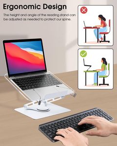 Home Office Desktop Foldable Metal Acrylic Angle Height 360 Rotatable <b>Book</b> <b>Stand</b> for Reading - Product Image 3