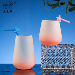 Bohemia Crystal Gradient Frosted Glass Cup Matte Finish Party Drinkware - Product Image 4
